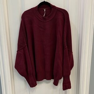 Free People Deep Red Knit Sweater